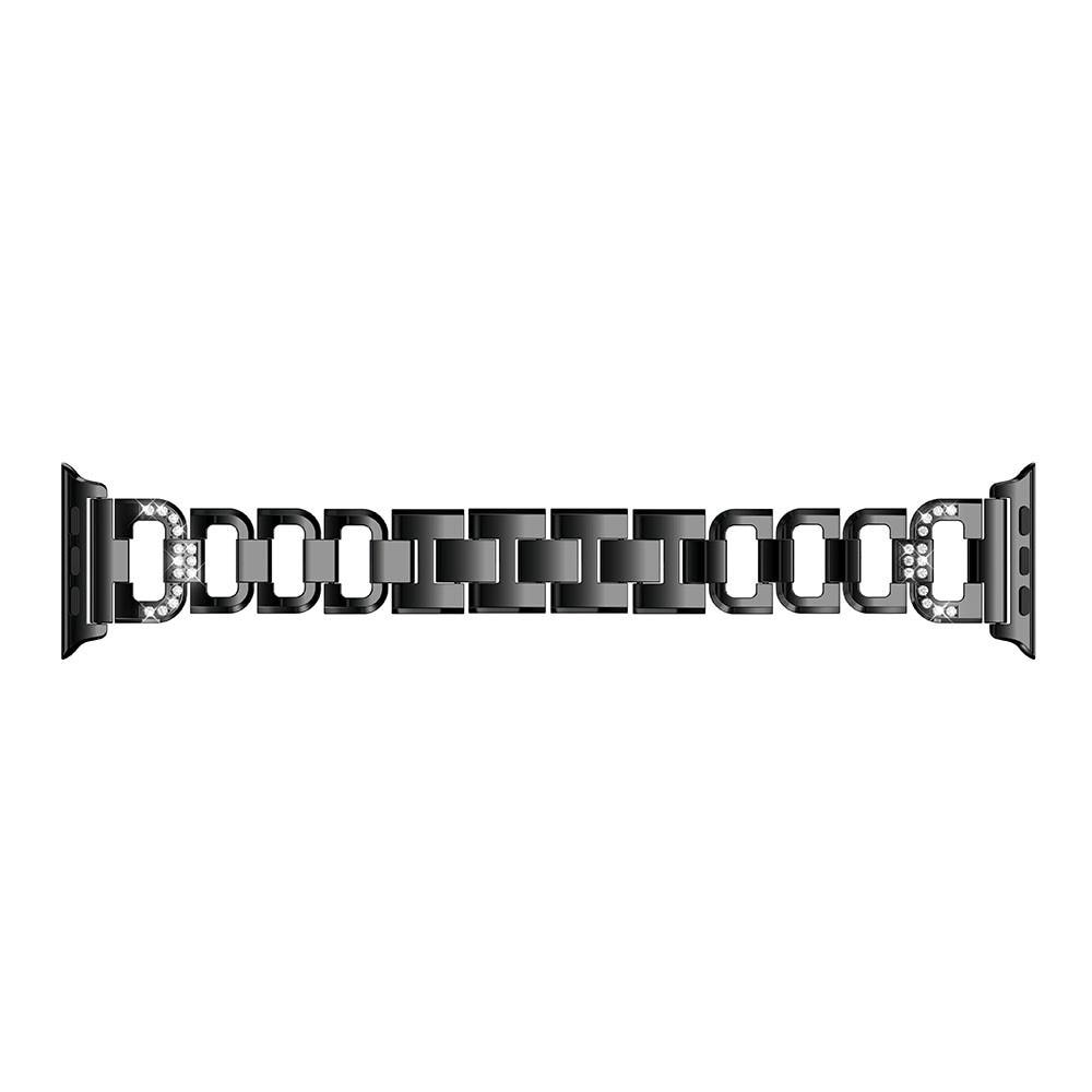 Apple Watch 45mm Series 8 Lyxigt armband med glittrande stenar, svart