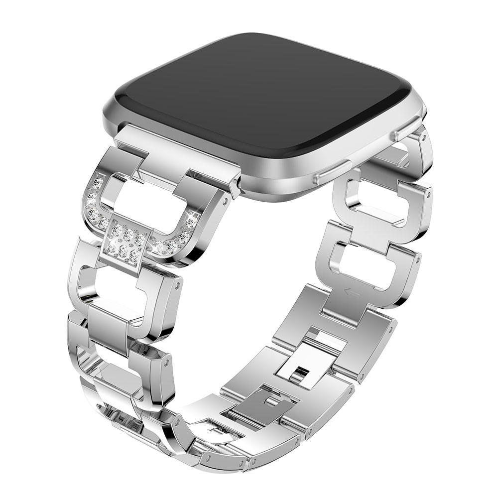 Fitbit Versa/Versa 2 Lyxigt armband med glittrande stenar, silver