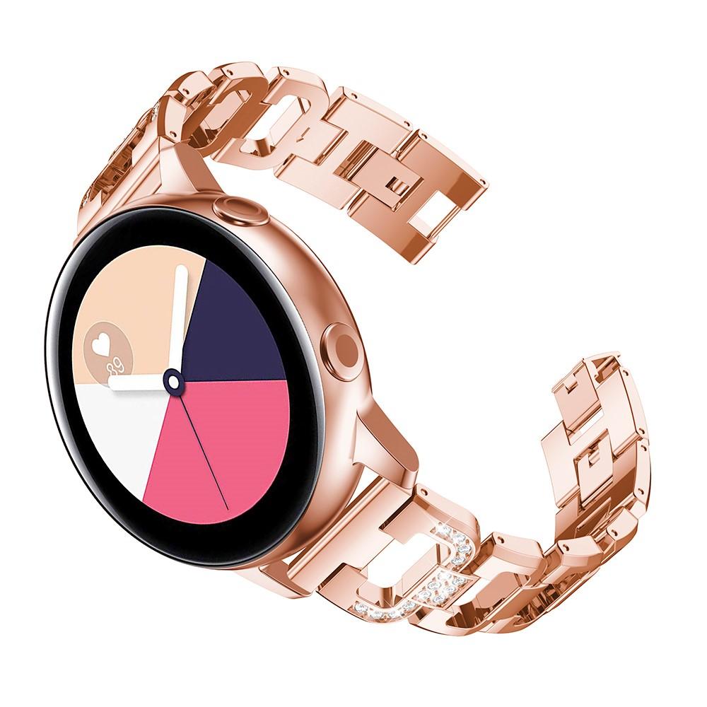 Samsung Galaxy Watch 42mm Lyxigt armband med glittrande stenar, roséguld