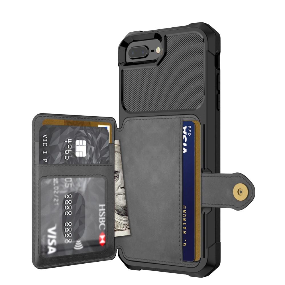 iPhone 6/6S/7/8 Plus Stöttåligt Mobilskal med Plånbok, svart