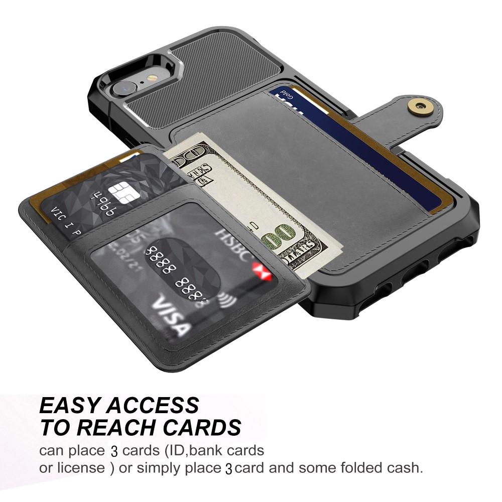 iPhone SE (2020) Stöttåligt Mobilskal med Plånbok, svart