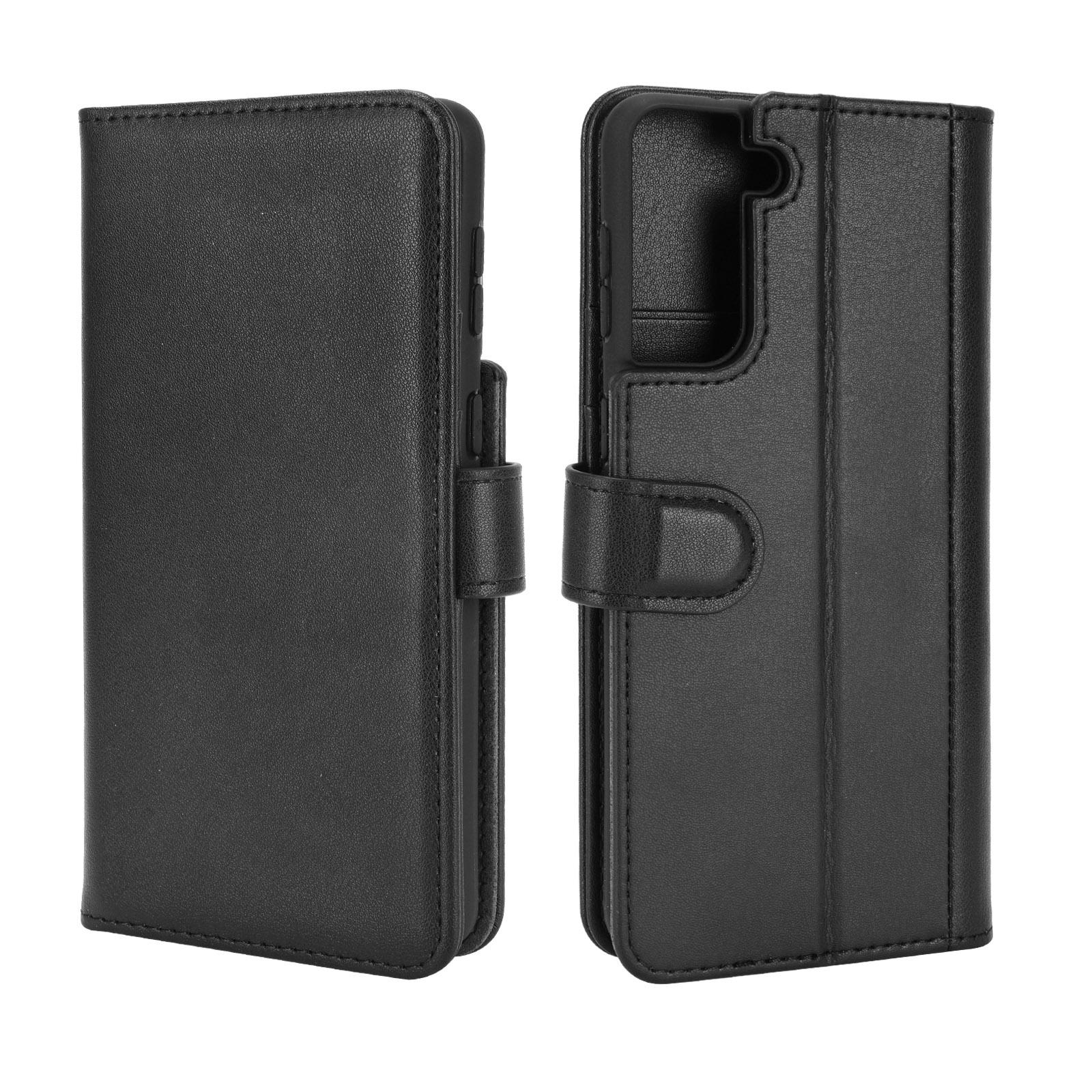 Samsung Galaxy S21 Plus Plånboksfodral i Äkta Läder, svart
