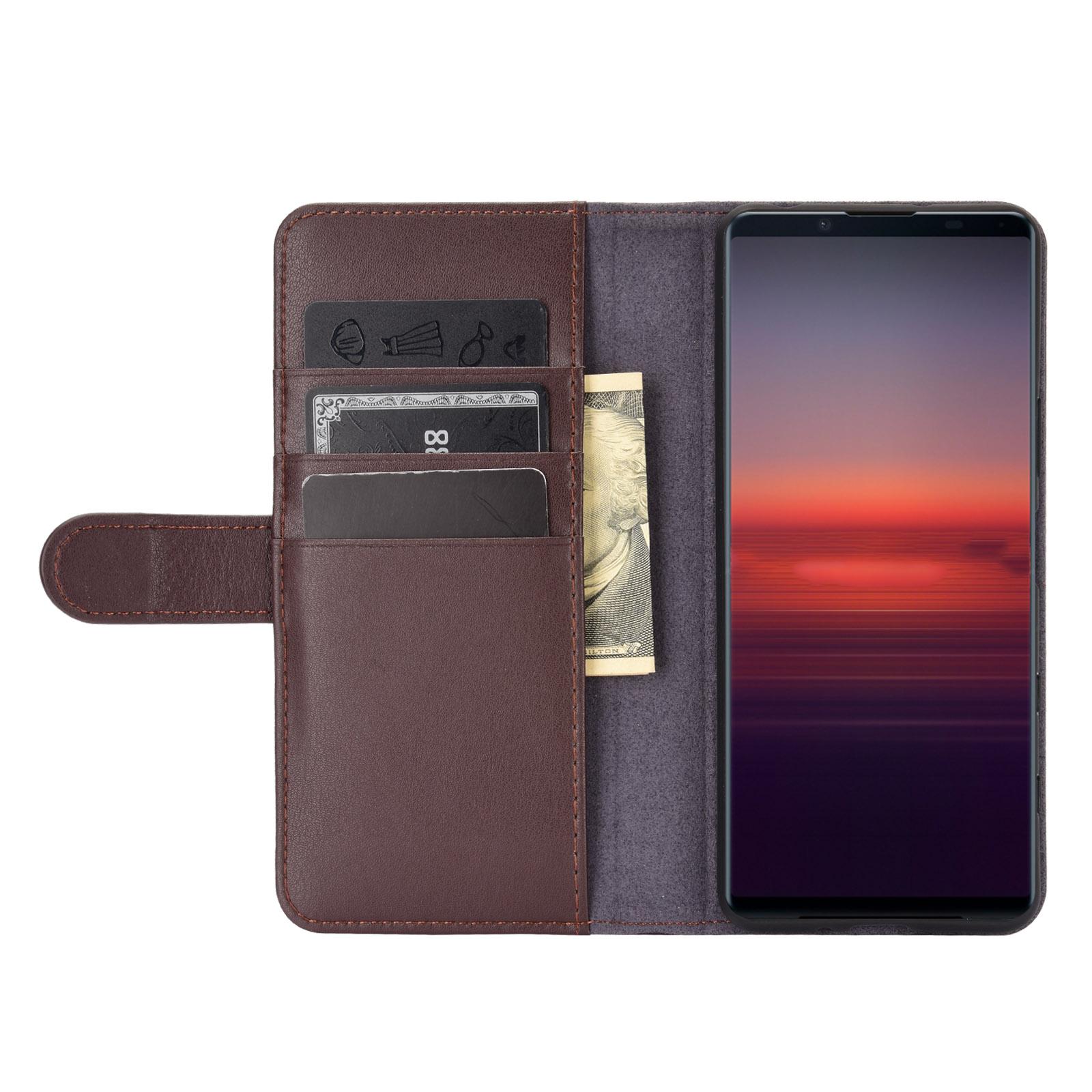 Sony Xperia 5 II Plånboksfodral i Äkta Läder, brun
