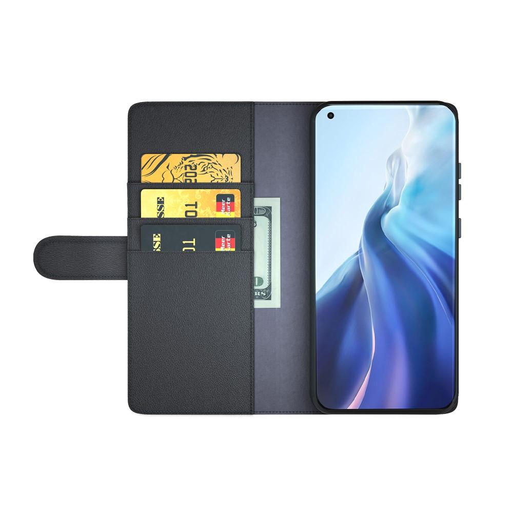 Xiaomi Mi 11 Plånboksfodral i Äkta Läder, svart