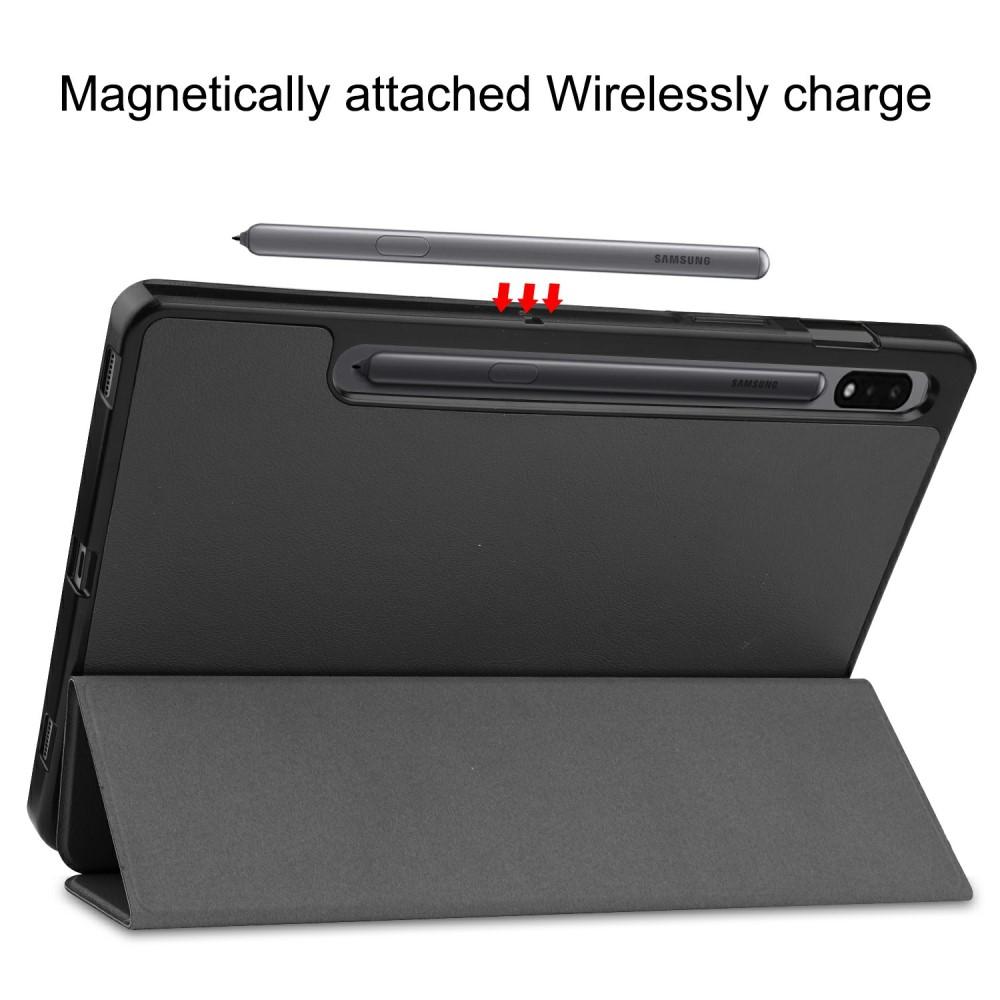 Galaxy Tab S7/S8 Tri-fold Fodral med pennhållare, svart