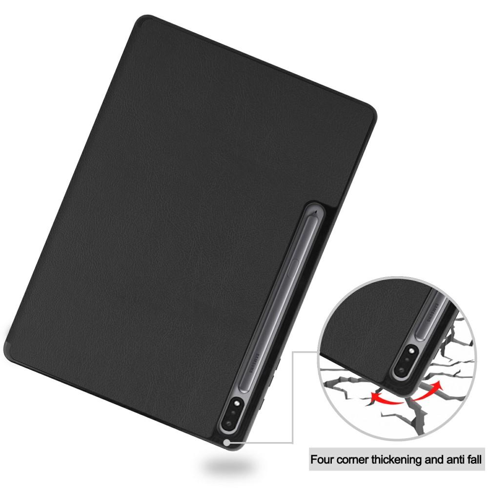 Galaxy Tab S7 Plus/S8 Plus 12.4 Tri-fold Fodral med pennhållare, svart