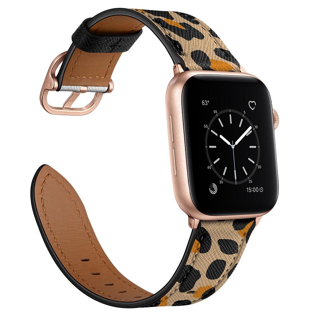 Apple Watch Series 10 42mm Armband i äkta läder, leopard