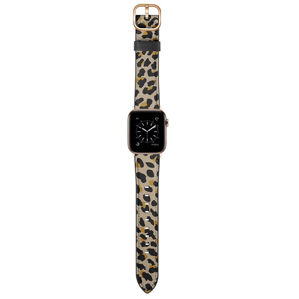 Apple Watch Series 10 42mm Armband i äkta läder, leopard