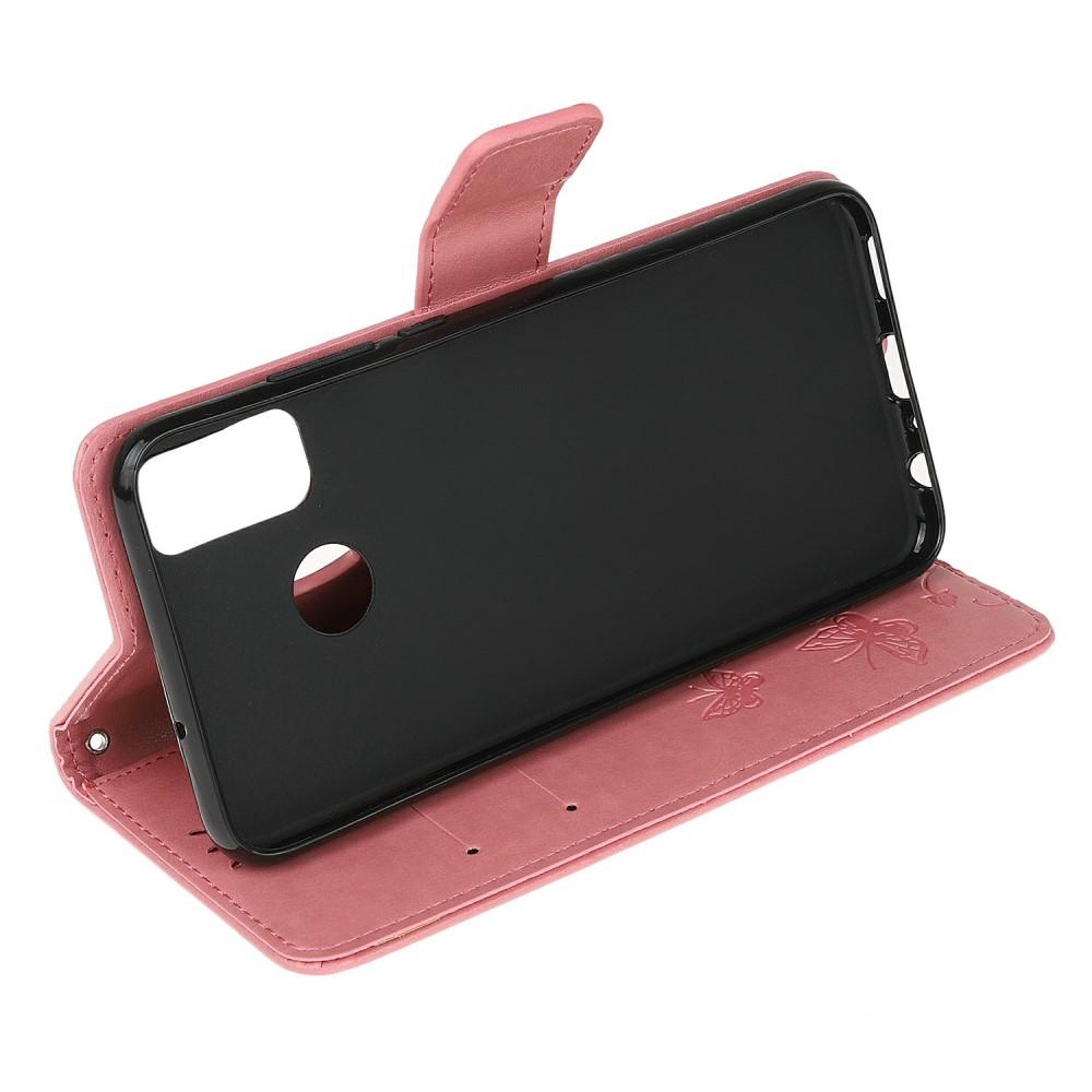 Motorola Moto G10/G20/G30 Mobilfodral med fjärilar, rosa