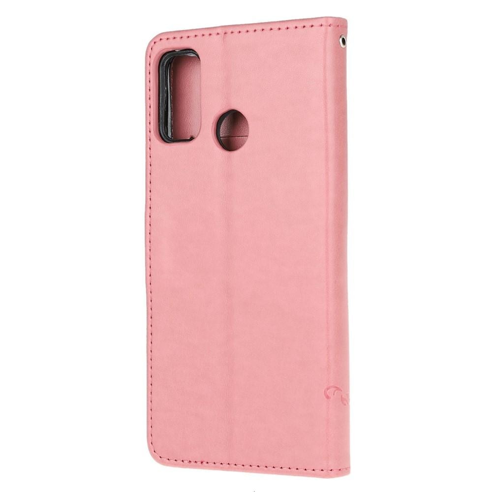 Motorola Moto G10/G20/G30 Mobilfodral med fjärilar, rosa