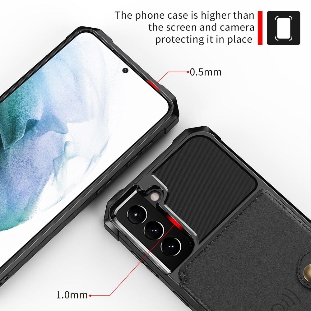 Galaxy S21 Plus Stöttåligt Mobilskal med Plånbok, svart