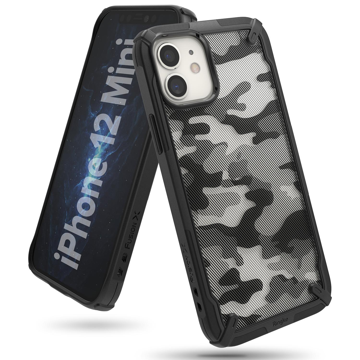 iPhone 12 Mini Fusion X Skal, Camo Black