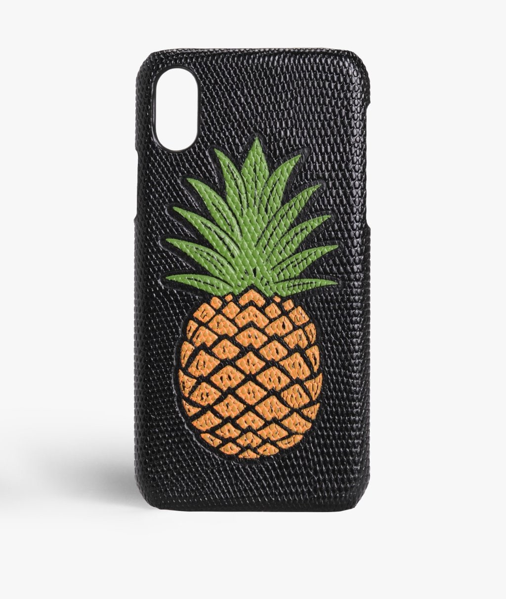 iPhone X/XS Skal Pineapple Orange Lizard Black