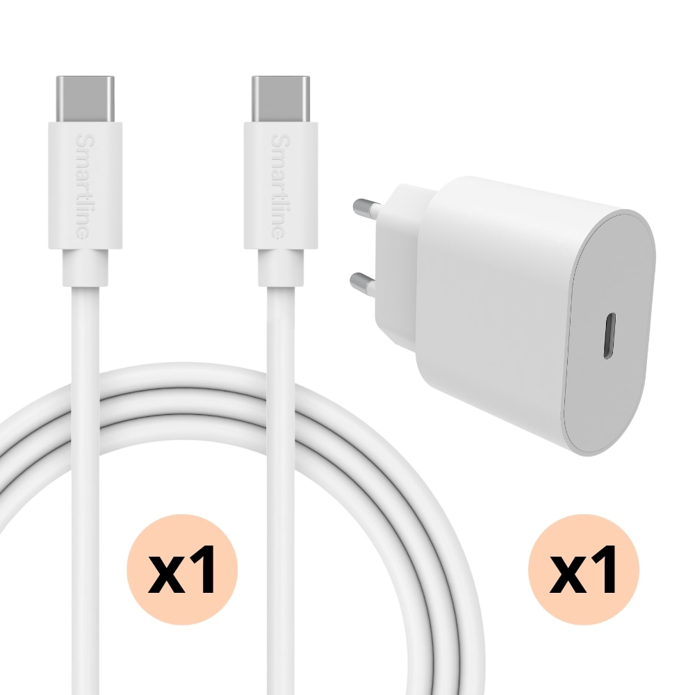 iPad Air 13 (2024) Kit för optimal laddning med 2m USB-C-kabel, vit - Smartline